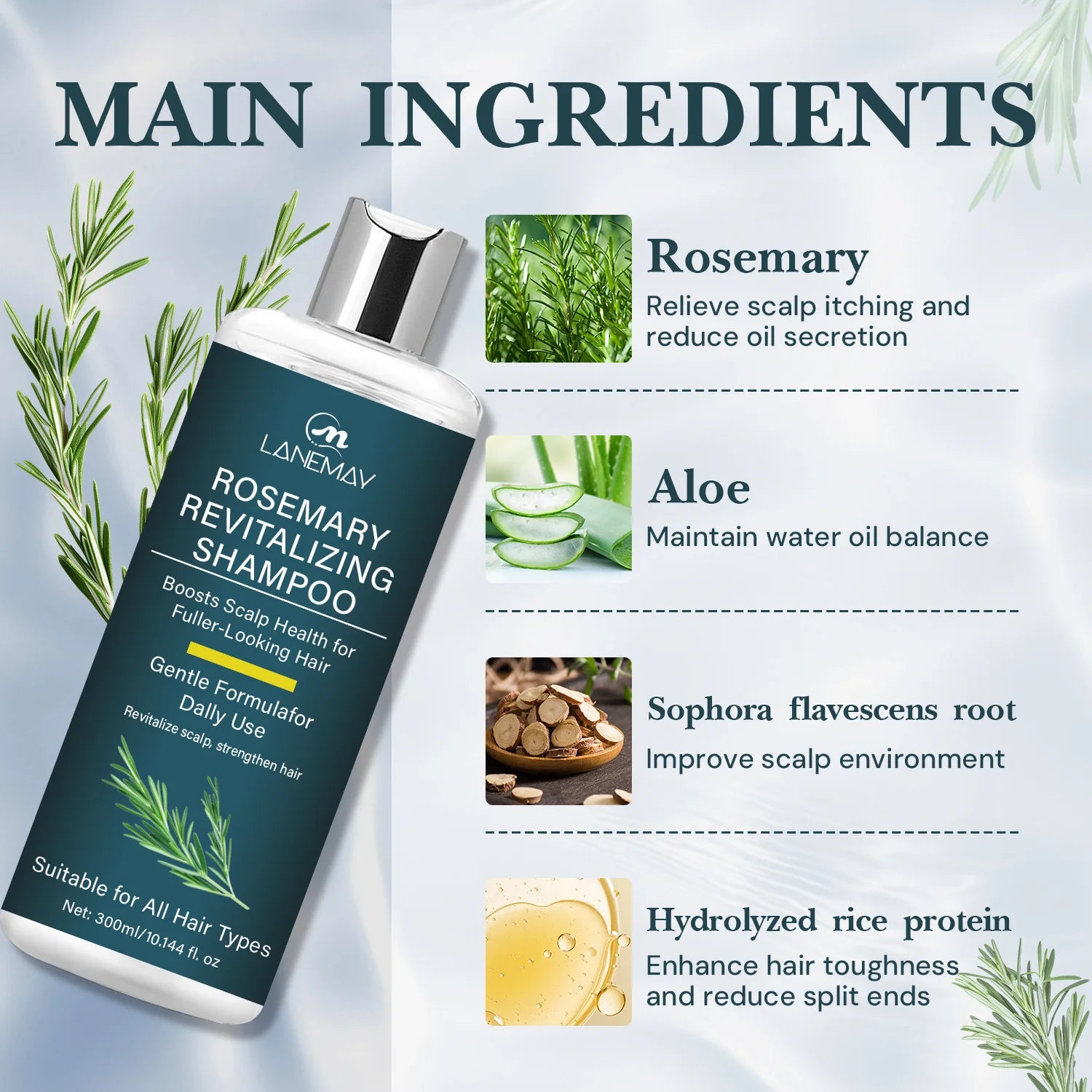 Rosemary Nourishing Shampoo – Strengthening & Fragrant 300ml