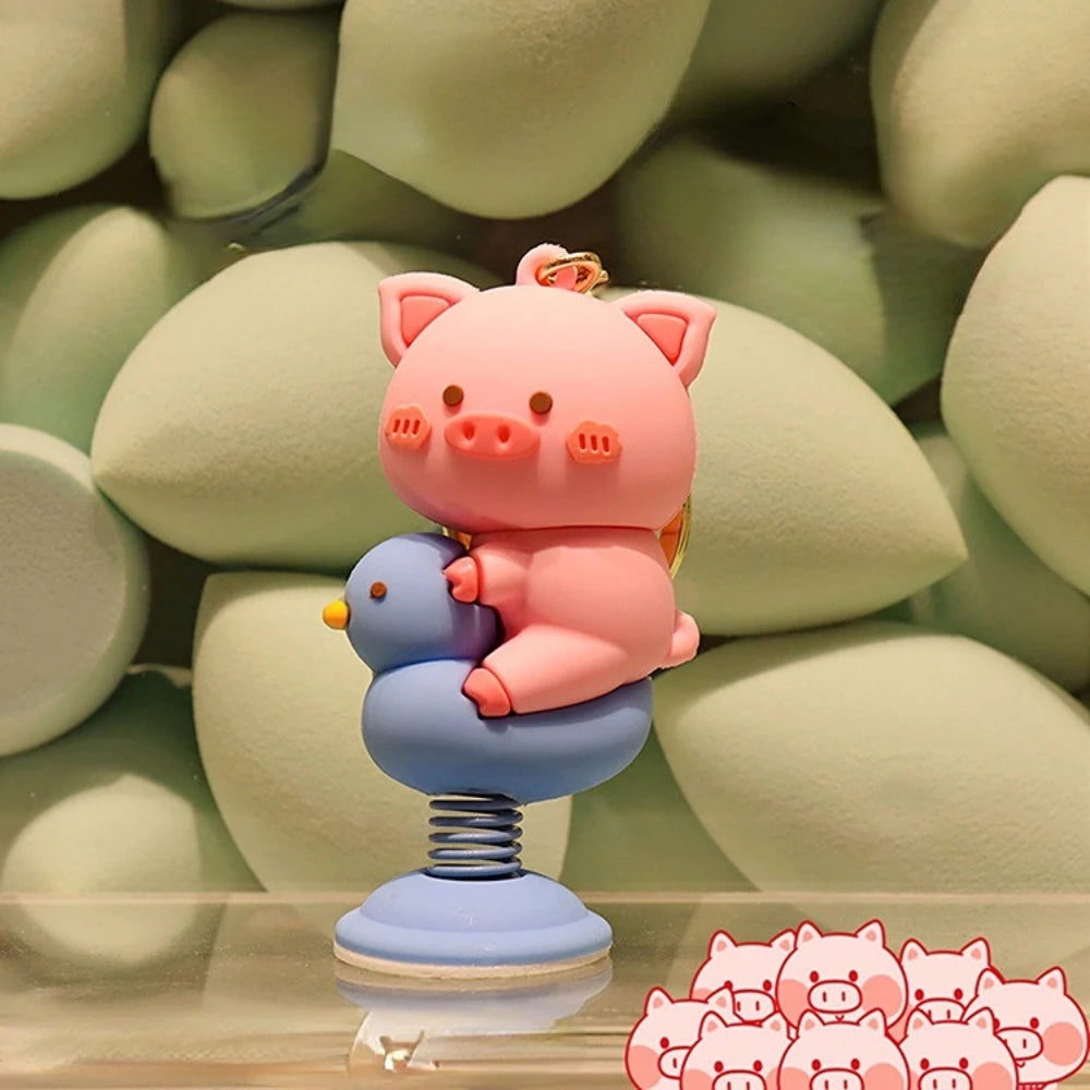 Car Panel Dashboard Decoration Cartoon Animal Shaking Head Spring Toys PVC Car Ornament Doll Auto Interior Accessories Gift Oasis Select piggy
