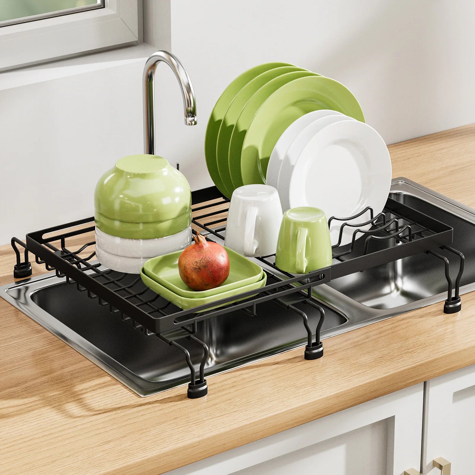 Kitchen Multifunctional Shelf Dish Drain Rack Fruit and Vegetable Dish Storage Grid Bidirectional Retractable Sink Drain Mat Oasis Select