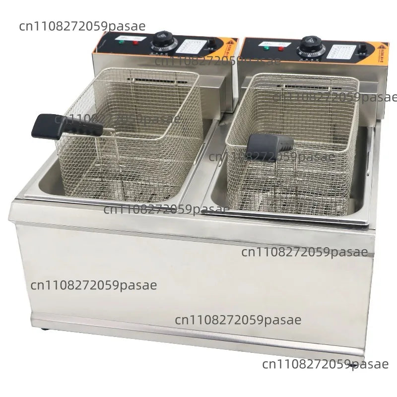 Double Burner Commercial Deep Fryer – Dual 17L Tanks & Temp Control