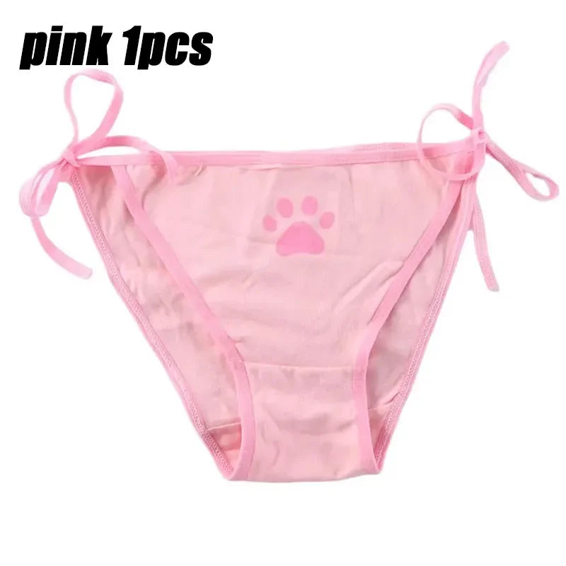 1-6PCS Sexy Bandage Lolita Panties Low Waist Lingerie Cute Claw Women's Briefs Low Waist Animation Underwear Oasis Select pink 1pcs One Size As shown