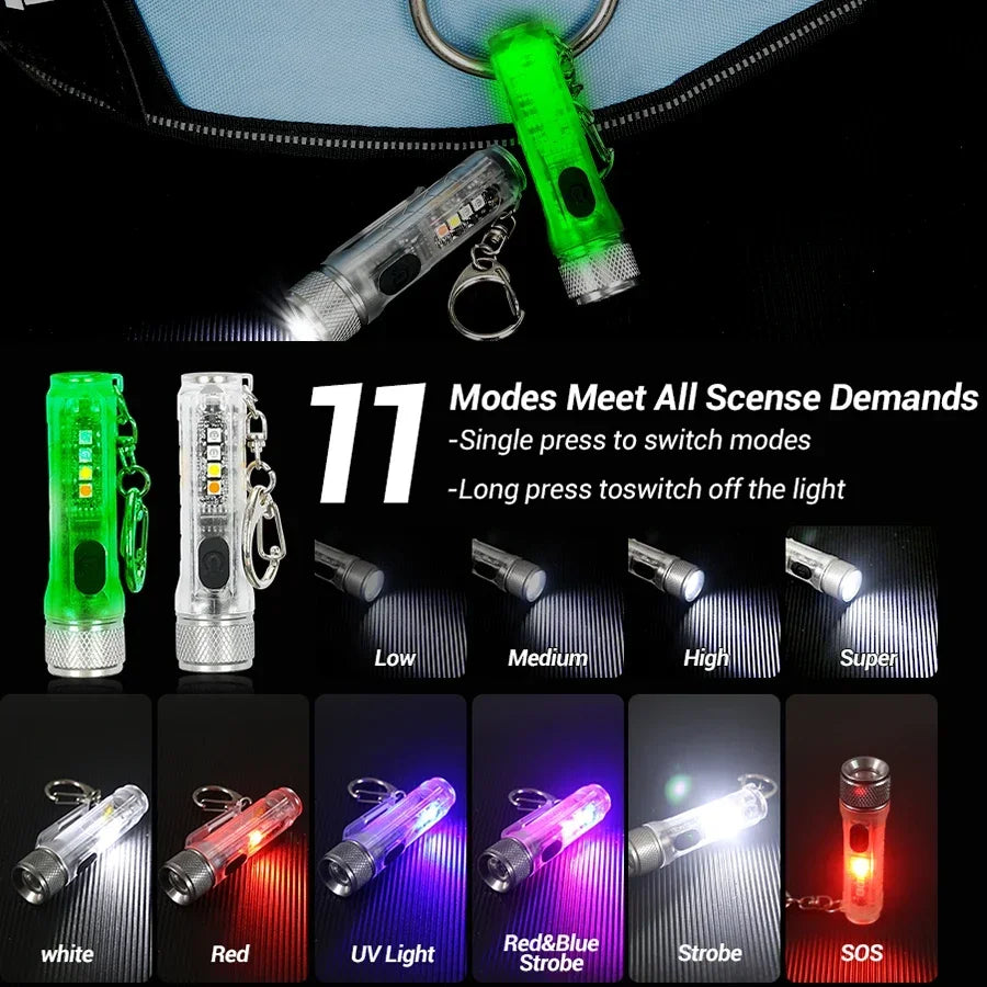 ESMARTER Mini LED Keychain Flashlight | USB-C Rechargeable Torch