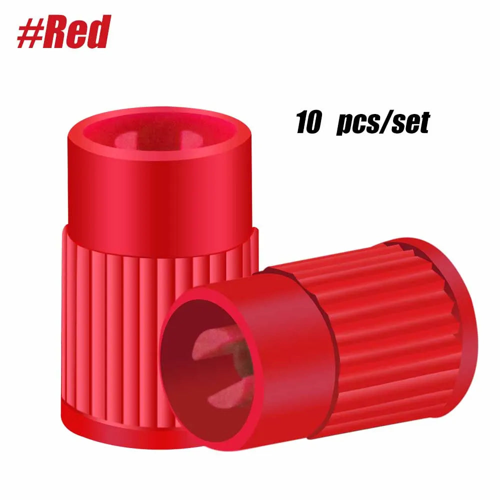 10pcs Tyre Valve Caps, Plastic Car Tire Stem Dust Covers Universal Valve Caps for Cars Trucks Motorcycles SUVs and Bikes Oasis Select Red
