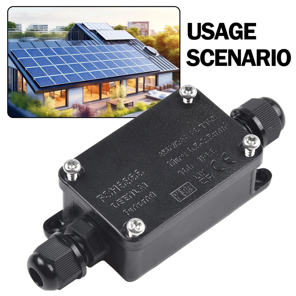 IP66 Waterproof 2-Port Outdoor Junction Box 240V Black Outdoor Junction Box Oasis Select