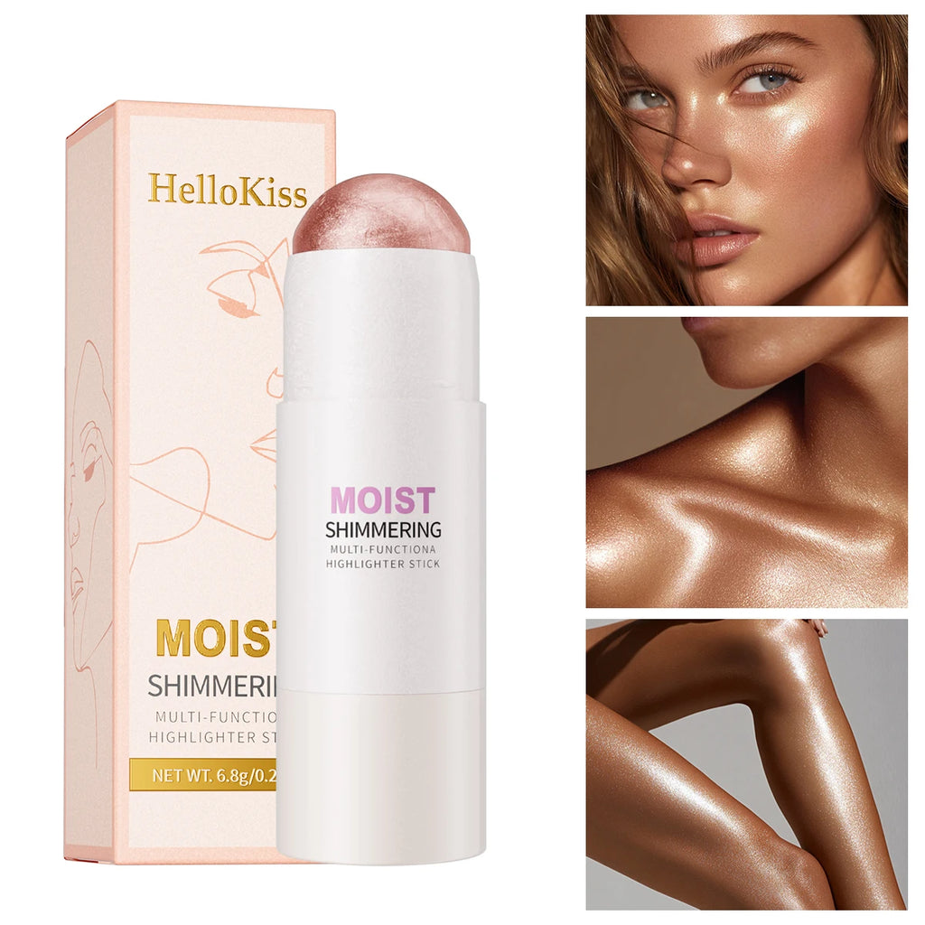 Hello Kiss 5-Color Shimmer Highlighter & Bronzer Stick | Waterproof