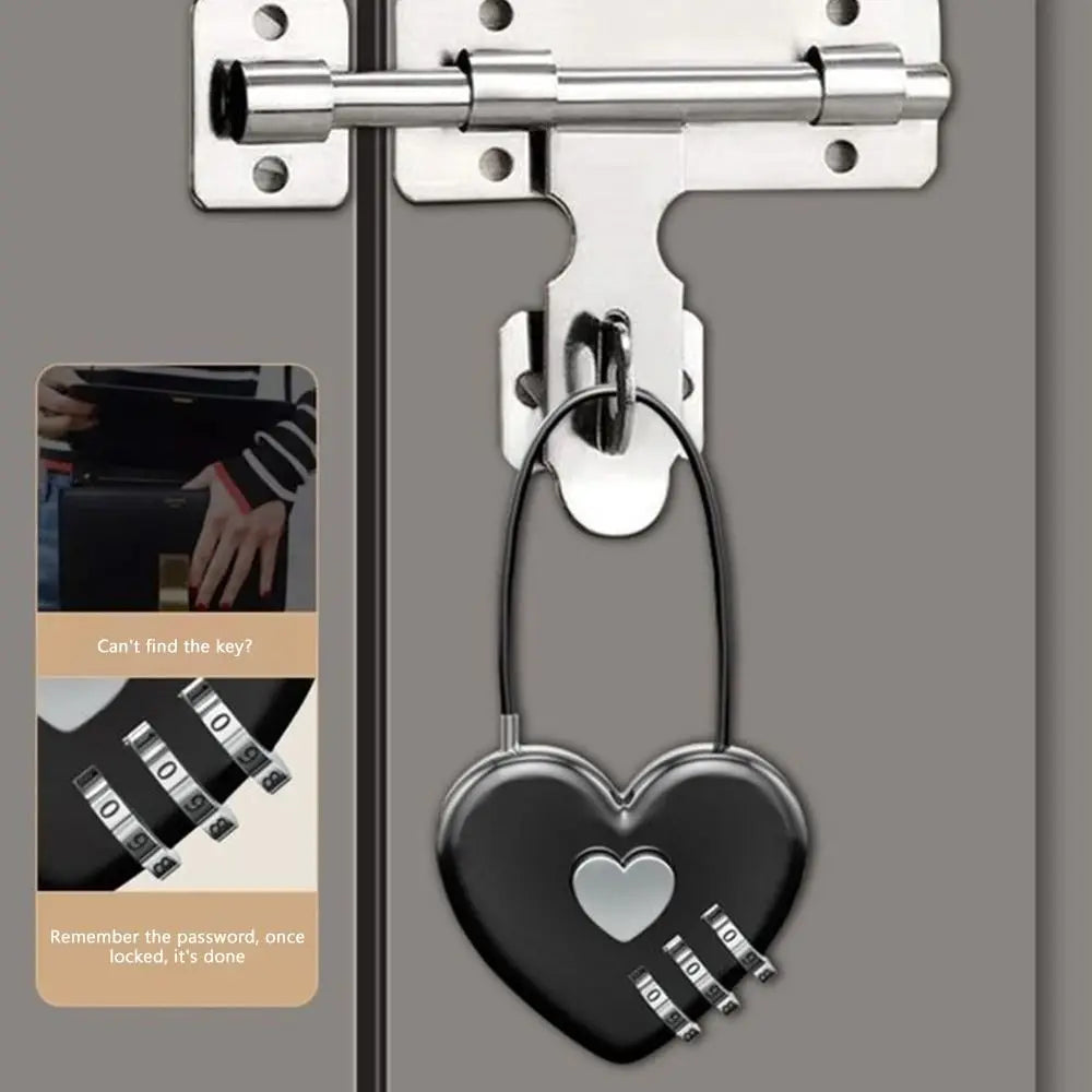 Valentine's Day Heart Style Love Password Lock 3 Digit Password Password Code Padlock Padlock Schoolbag Oasis Select