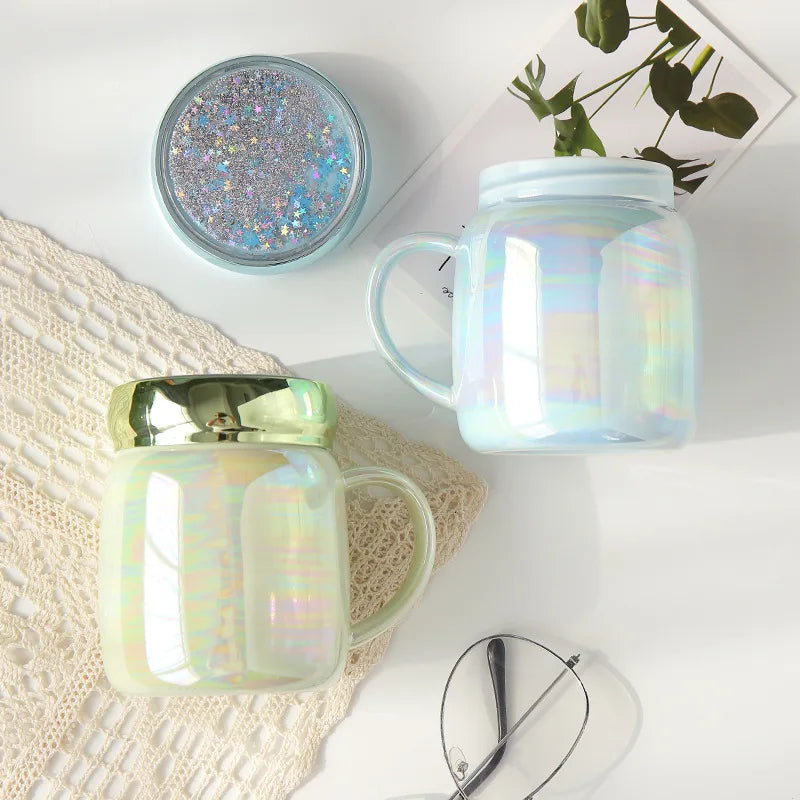 Cup creative personality trend Mug lovely ceramic water cup girl lovers office mug with cover coffee mug Oasis Select