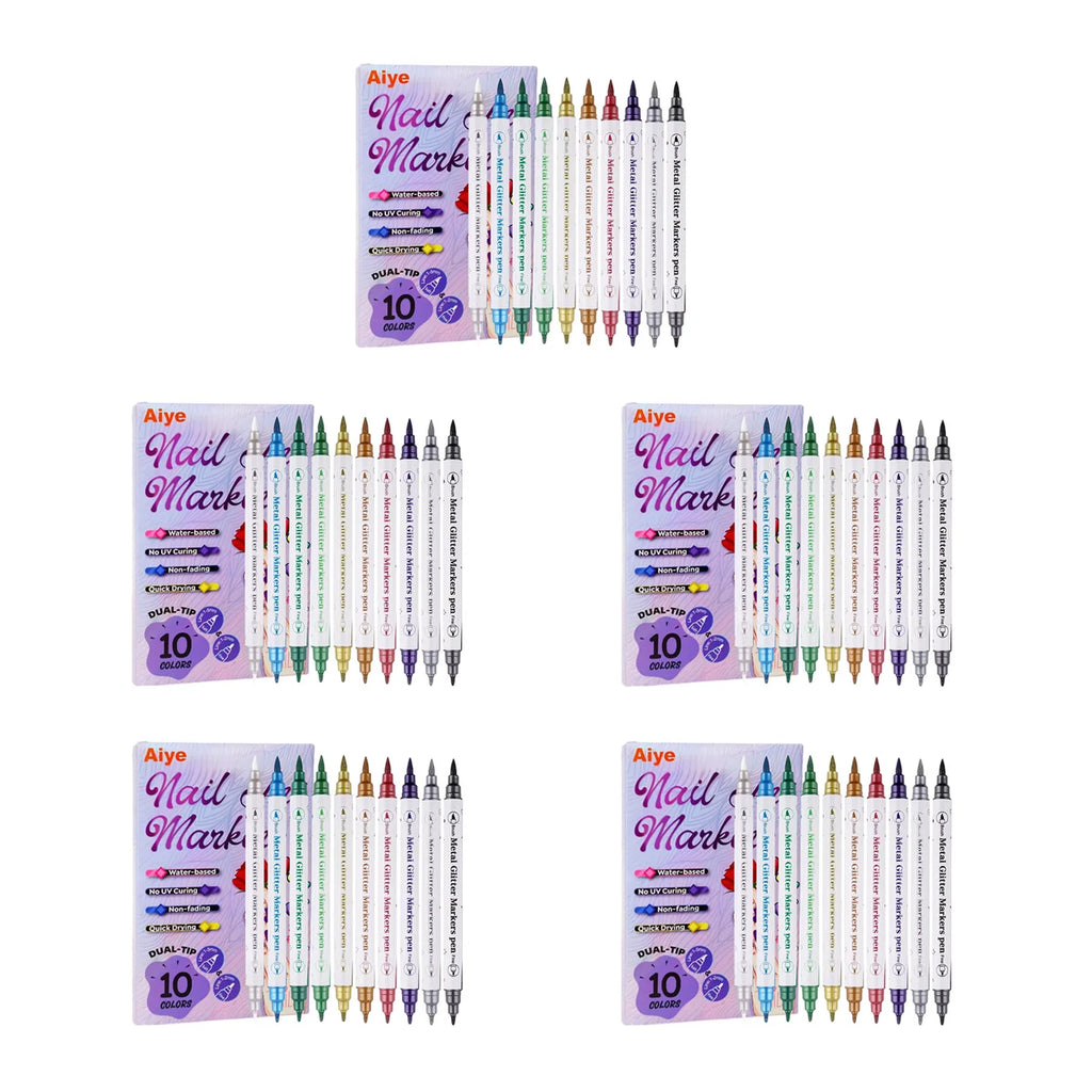 10Pcs/Set DIY Nail Art Graffiti Pen Nail Polish Pens Drawing Painting Point Liner Acrylic Painted Pen Waterproof Quick-drying Oasis Select 5 Sets