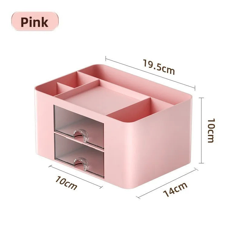 1pcs Multi-Layer Desk Organizer with Drawers Pen & Stationery Storage Box Office Desktop Makeup Organizer with Elevated Stand Oasis Select Pink 7 grid