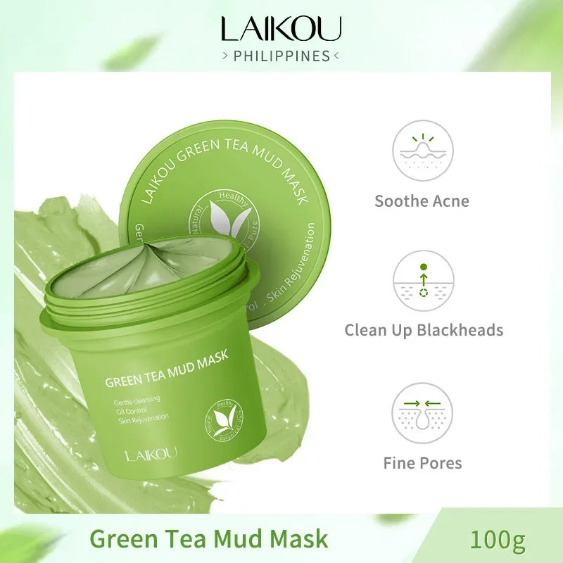 LAIKOU Green Tea Clay Mask 100g – Oil Control & Pore Minimizing