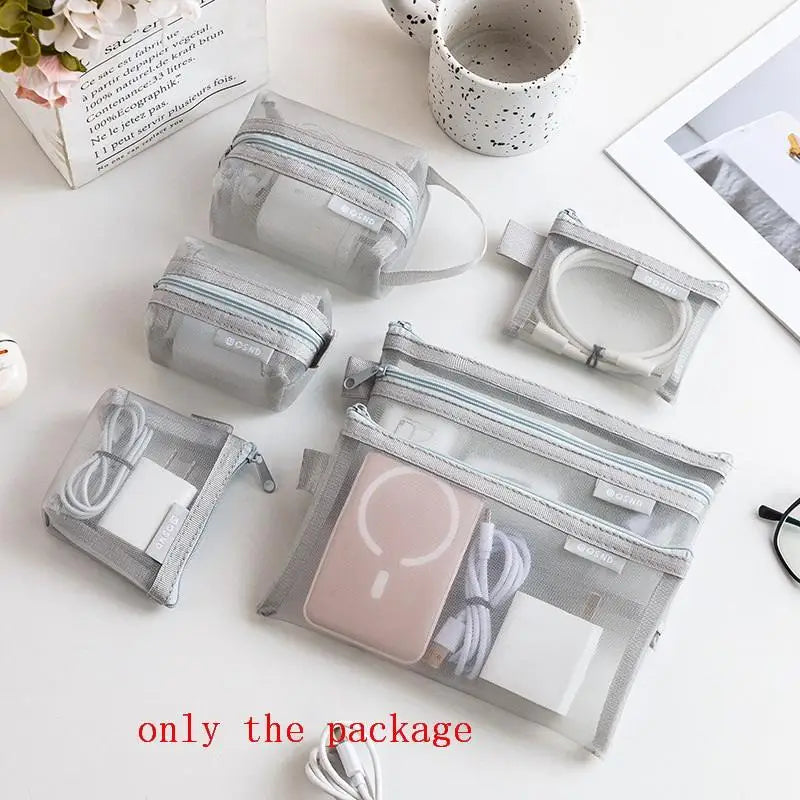 6Pcs Transparent Mesh 3D Card Organizer Pouches Portable Coin And Miscellaneous Storage Bags Travel Cosmetic Bag Oasis Select A3