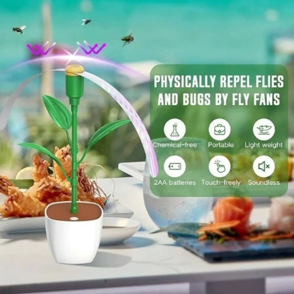 Portable Desktop Fly Fan Flower Pot Multi-Functional Fly Repellent Fan Soundless Foldable Insect Repellent Fan Camping Oasis Select