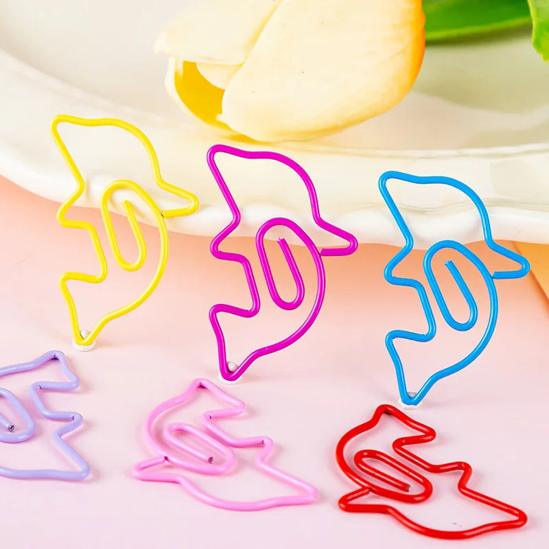 30pcs Colorful Dolphin Bookmark Paper Clips Cute Animal School Office Supply Metal Gift Stationery Decorative Photo Lovely Oasis Select