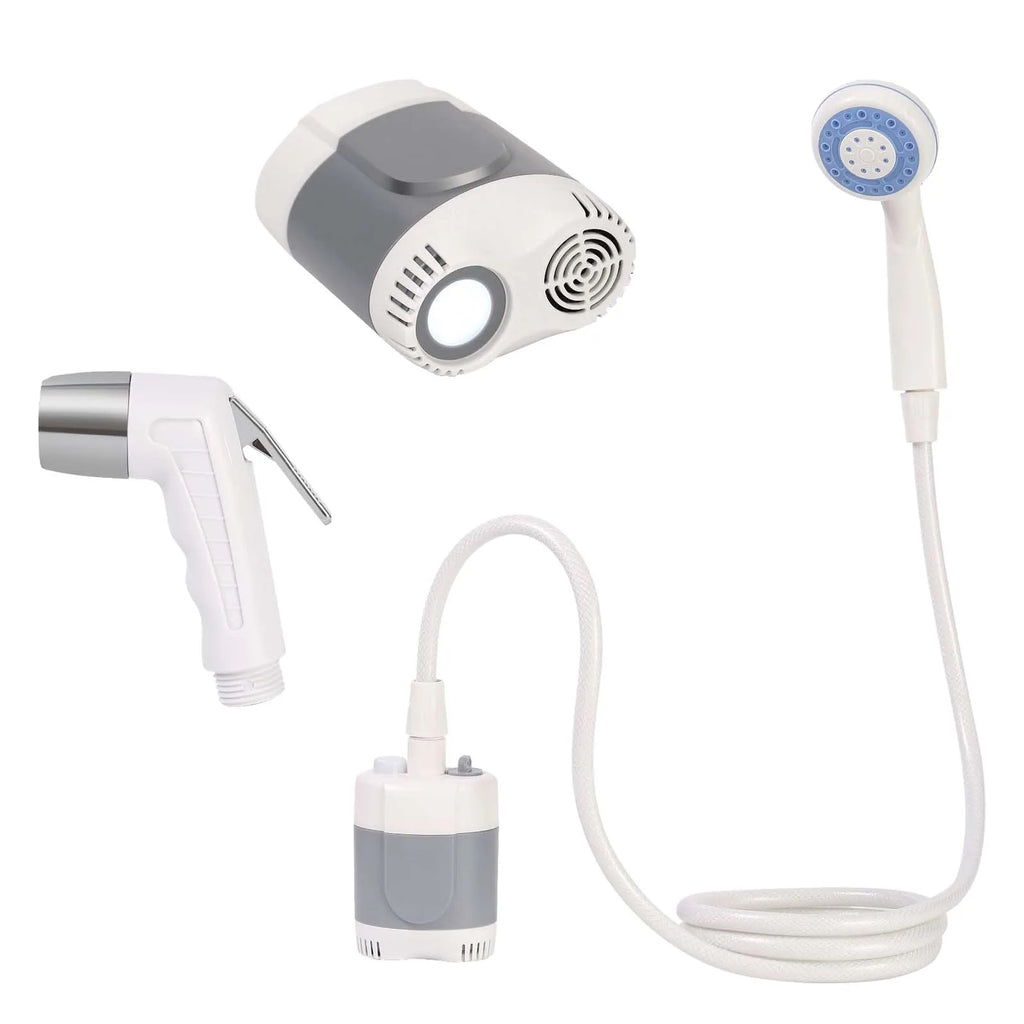 Camping Portable Shower With Hose Sprayer Electric Rechargeable Shower Outdoor Shower Pump For Pet Cleaning Taking Shower Oasis Select gray