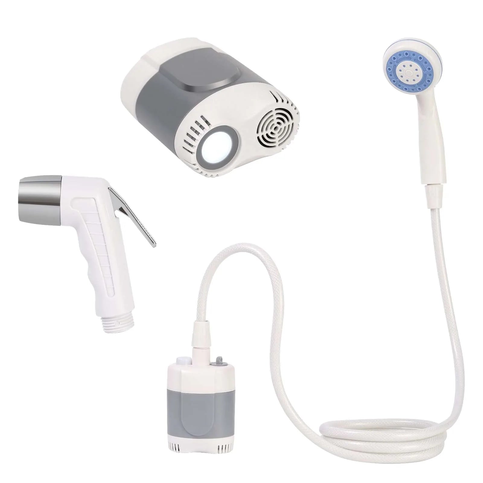 Camping Portable Shower With Hose Sprayer Electric Rechargeable Shower Outdoor Shower Pump For Pet Cleaning Taking Shower Oasis Select gray
