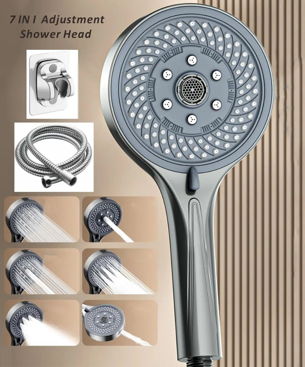 New 13CM Large Panel 7 Modes Adjustable Shower Head High Pressure Massage Shower Filter Element Home Set Bathroom Accessories Oasis Select