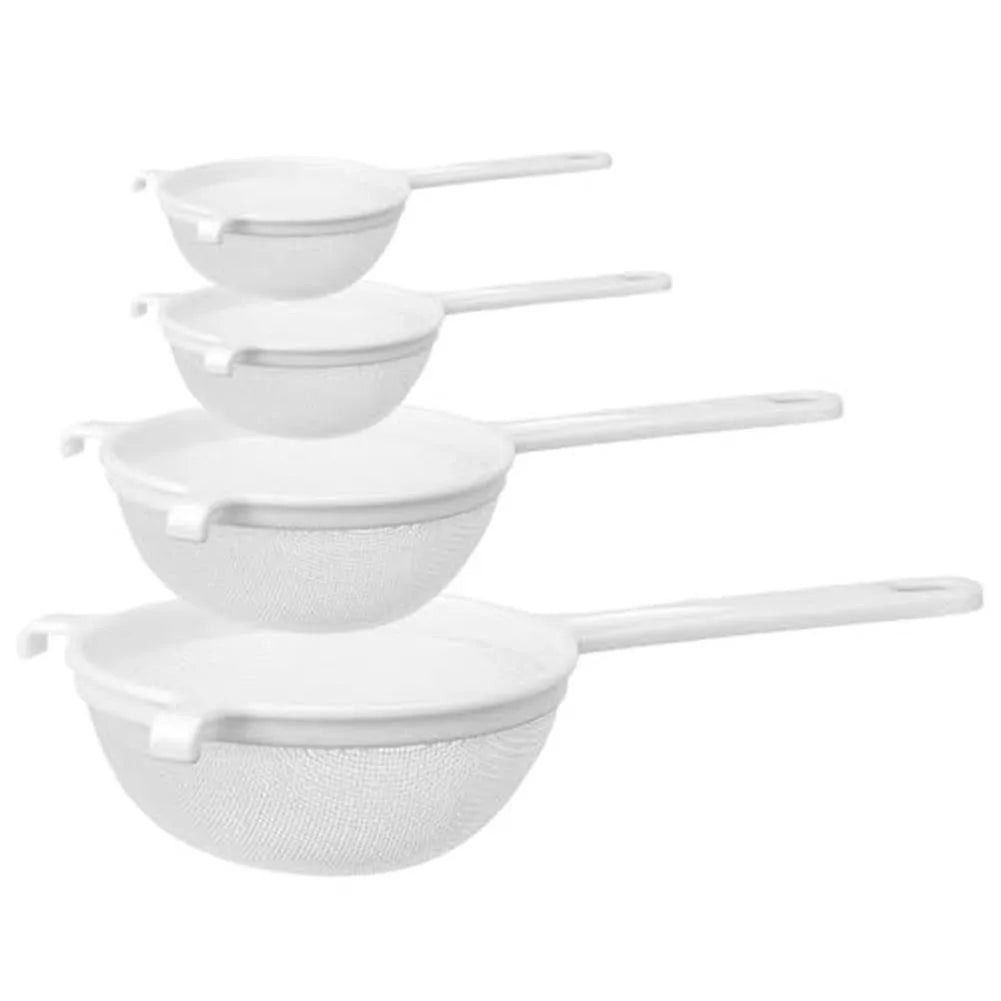 Kitchen Nut Milk Filter Handheld Plastic Sieve Tea Strainer Flour Sifter Filter Coffee Filter Colanders Kitchen Tools Oasis Select 4PCS
