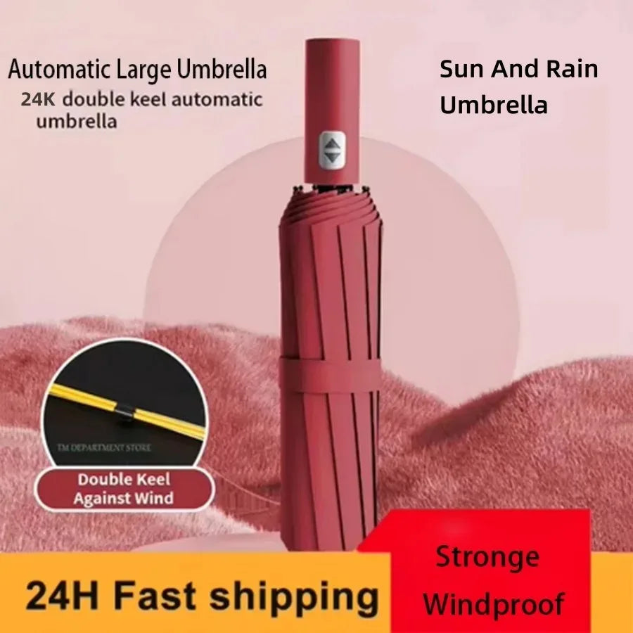 Auto Open Close Compact Travel Umbrella – UV & Rain Protection Compact Travel Umbrella Oasis Select