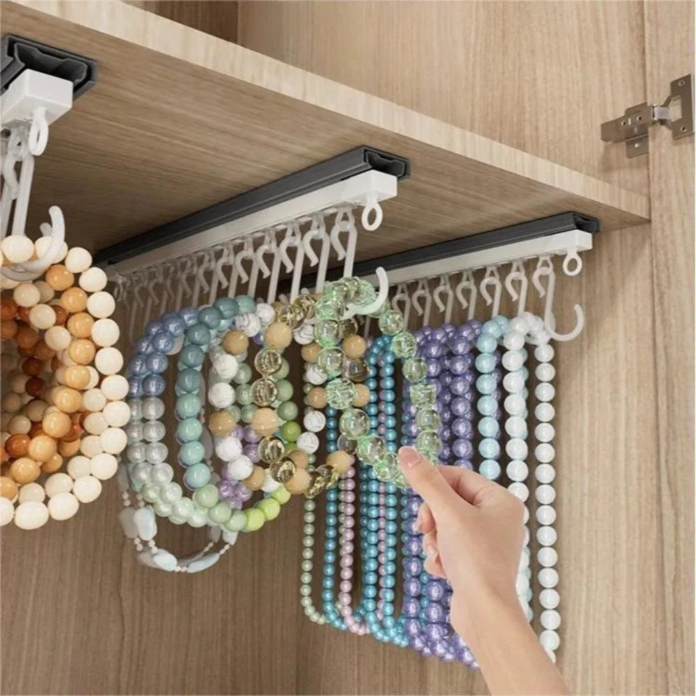 Sliding Rail S Hooks – No-Drill Wall Jewelry Organizer 30cm