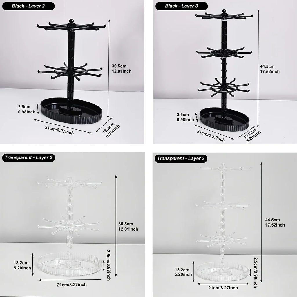 1pc rotatable 2-tier/3-tier jewelry display stand multi-functional hanging earringsrings bracelets watches accessories organizer Oasis Select