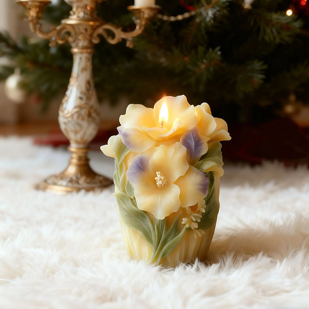 Christmas Twin Flower Christmas Tree Candle Mold DIY Christmas Atmosphere Floral Silicone Mold Oasis Select