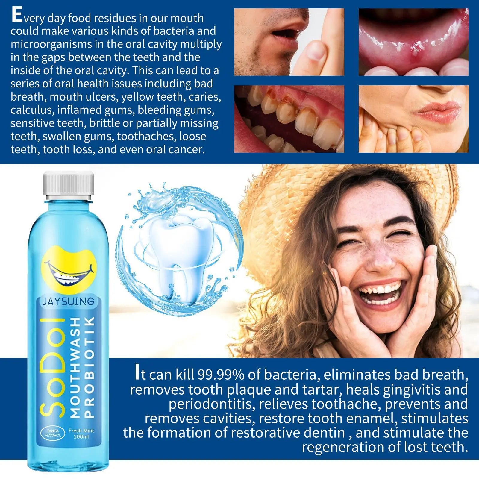Mint Mouthwash Instant Fresh Breath Deep Cleaning Reduce Bad Breath Prevent Gum Health Improving Dry Mouth Oral Care Mouthwash Oasis Select