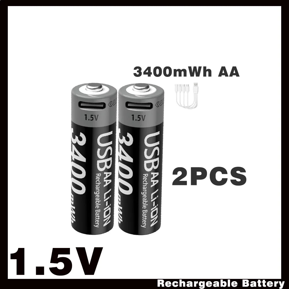 Li-ion AAA and AA Rechargeable Batteries USB Lithium-ion 3400mWh 1.5V AA Rechargeable Batteries+1100mWh 1.5V AAA Battery Oasis Select USB AA 3400mWh 2PC