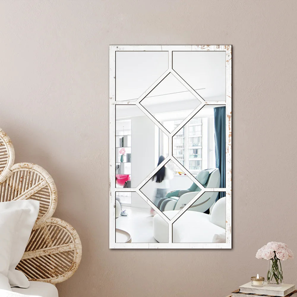 Wood and Acrylic Mirror Paste False Window Living Room Bedroom Study Decorative Wall Paste wall decor Oasis Select MZ427-A 82.6cm x 50.8cm