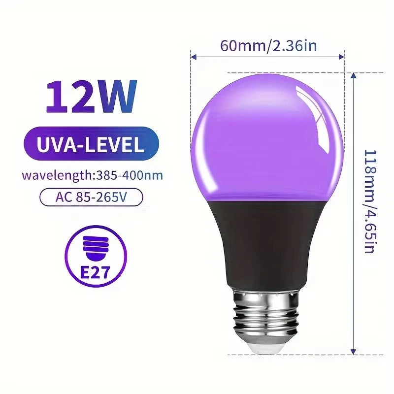 12W UV Black Light Bulb E27 – Party, Halloween & Décor