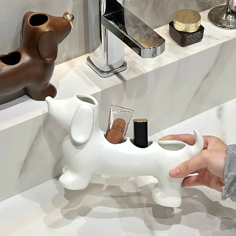 Dachshund Ceramic Electric Toothbrush Holder Storage Rack Bathroom Sink Washstand Toothbrush Base Bathroom storage support Decor Oasis Select