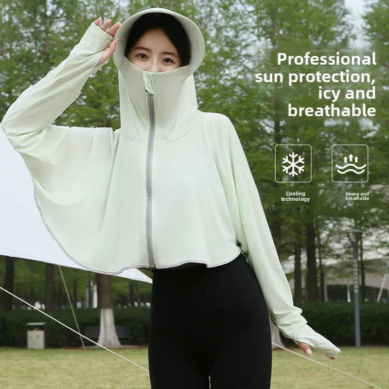 Ice Silk UV Protection Hooded Poncho – Lightweight Cover Up