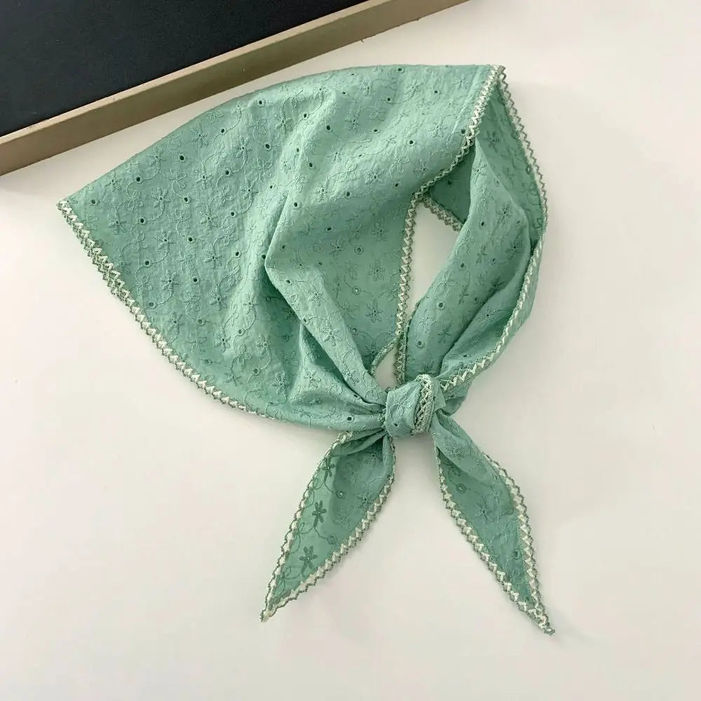 Fashion Embroidered Flowers Flower Neck Scarf Soft Vintage Triangle Hair Head Comfortable Breathable Silk Scarf Summer Oasis Select