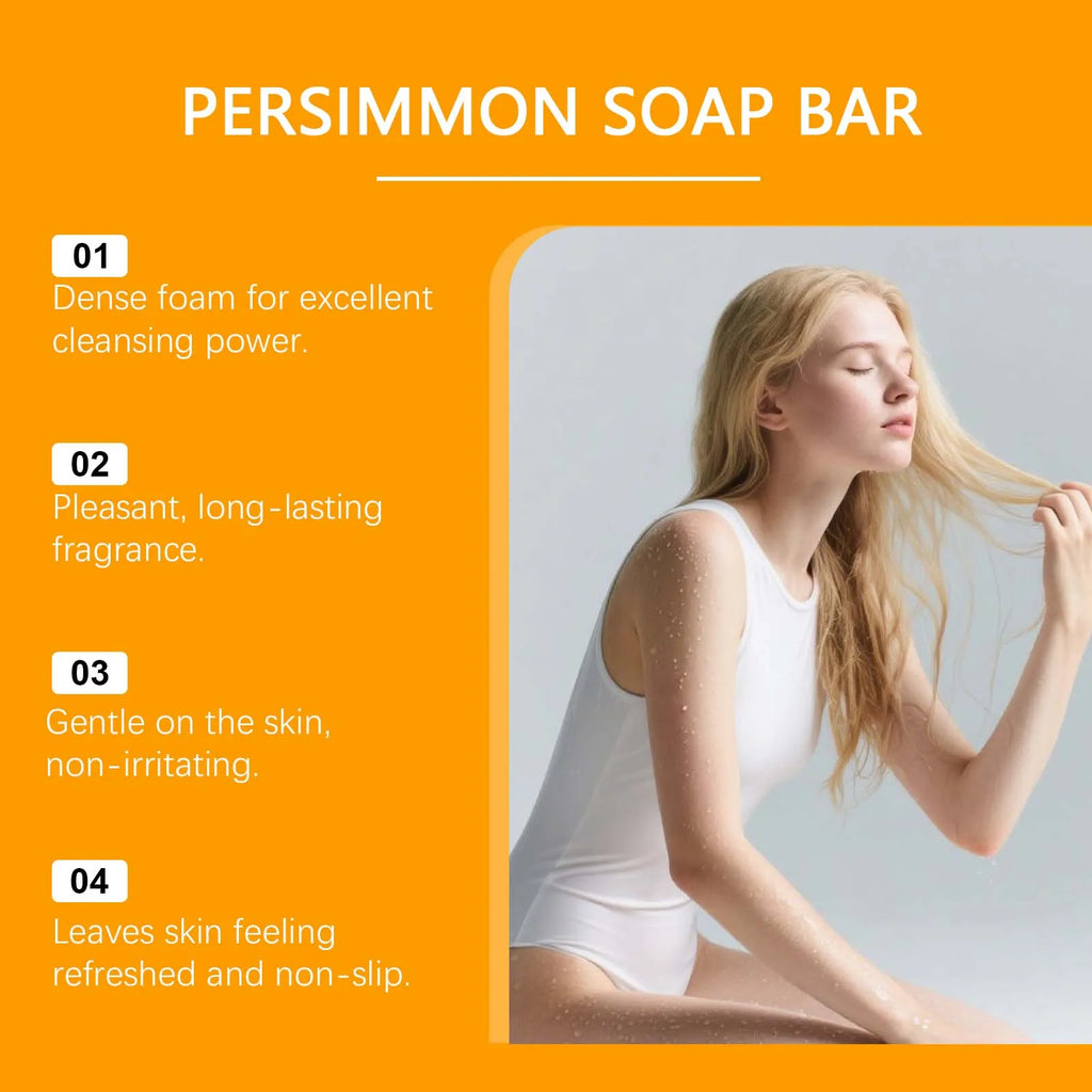 Persimmon Fresh Bath Soap Gentle Care Nourishes and Moisturizes Skin Cleanses Leaves Fragrance Hydrates Beautifies Skin Oasis Select