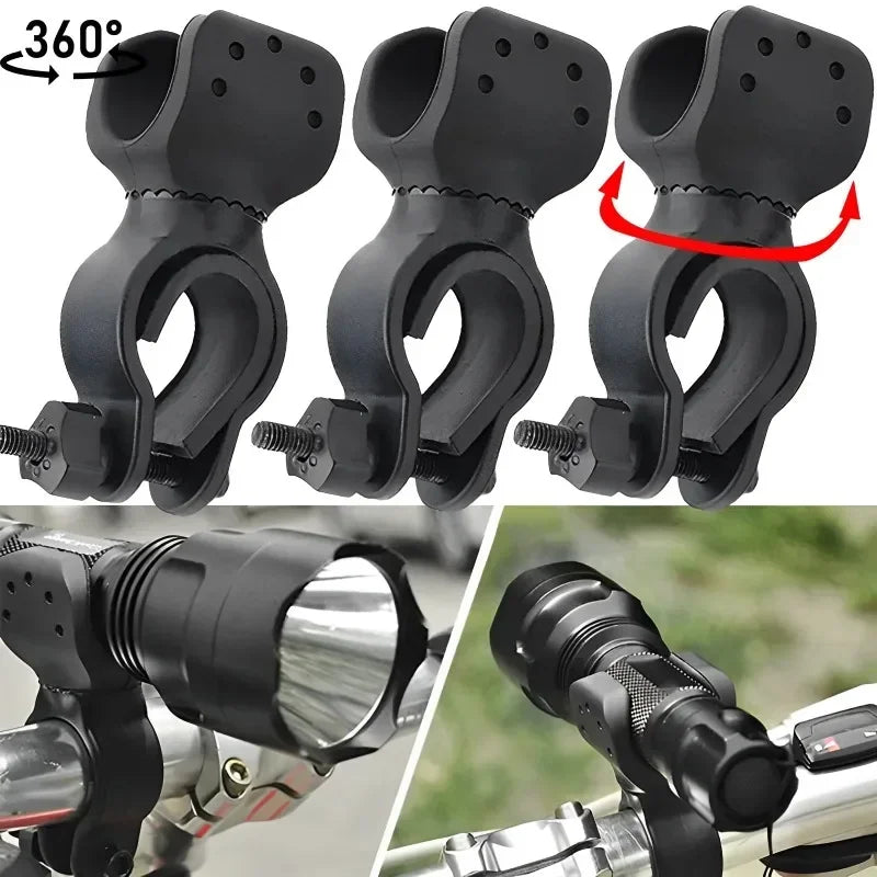360° Bike Handlebar Flashlight Mount Clamp | 22–35mm Torch