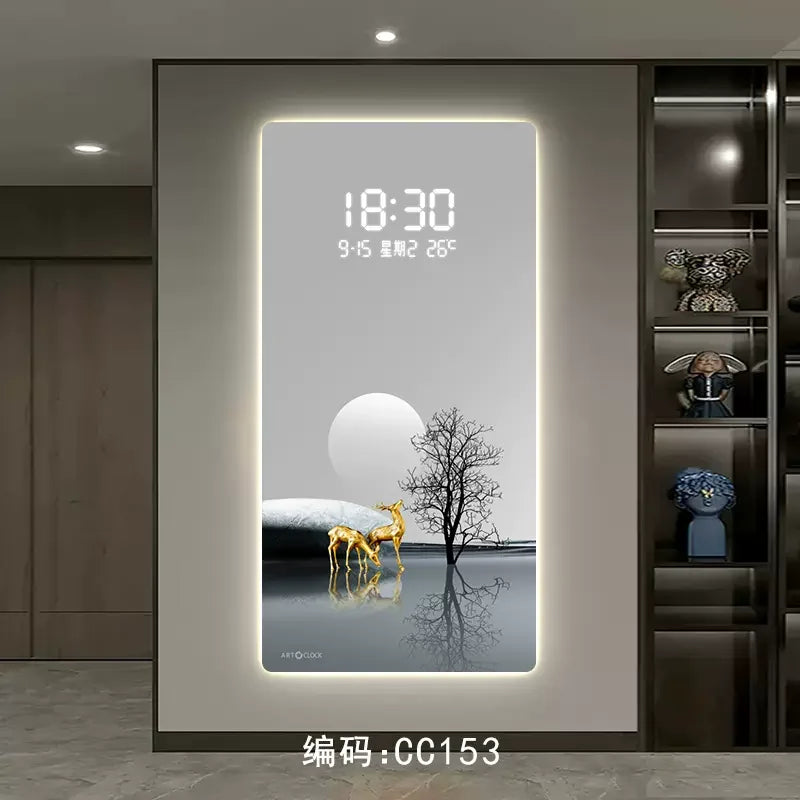 Modern Light Luxury Porch Digital Electronic Wall Clock Living Room Corridor Decoration Hanging Wall LED Plug-in Clock Painting Oasis Select CC153 50cm x 100cm