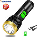 Super Bright LED Flashlight USB Rechargeable 3 Lighting Modes Portable Torch Pocket-Sized for Outdoor Camping Emergency Hiking Oasis Select Default Title