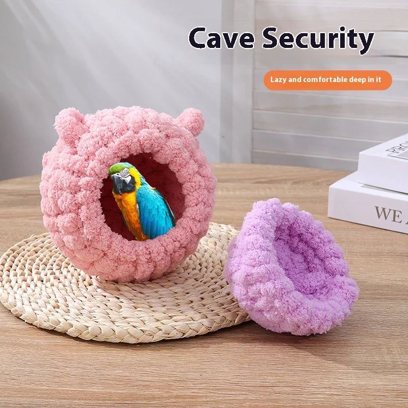Parrot Round Thickened Cotton Bird Nest - Tiger Skin Peony Print, Winter Warmth for Small Pets, Cozy Hibernation Nest Oasis Select