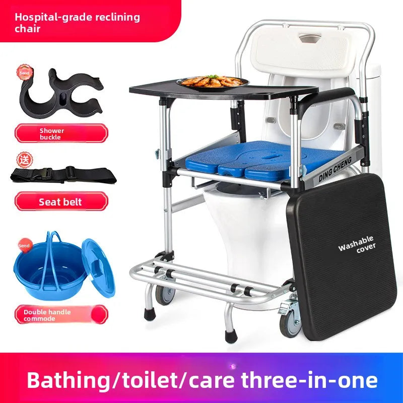 Solid Wheelchair household mobile toilet for the elderly, bath chair for the disabled, non-slip bath chair toilet Oasis Select 07