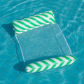1pcs Inflatable Water Hammock With Mesh, Outdoor Water Foldable Striped Floating Bed, Water Lounge Chair, Pool Party, Beach Fun Oasis Select green