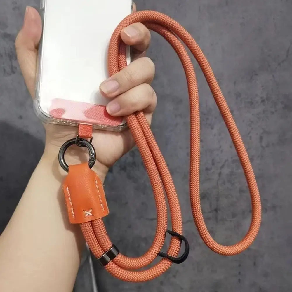 New Nylon Diagonal Mobile Phone Rope Pu Leather Head Braided Long Anti-drop Mobile Phone Rope Clip Mobile Phone Case Rope Oasis Select
