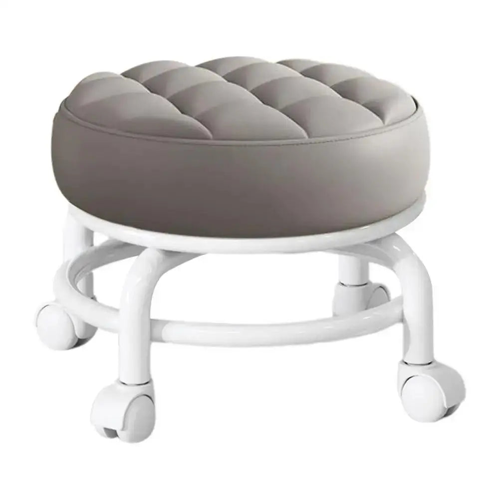 PU Leather Rolling Stool | 360° Swivel Wheels, 250 lb Capacity