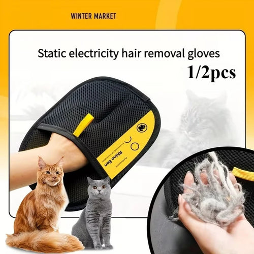 1/2pcs Cat Grooming Glove for Brushing & Massage,Pet Hair Remover Gloves - Double-Sided Enjoy Combing, Remove Loose Hair FromPet Oasis Select