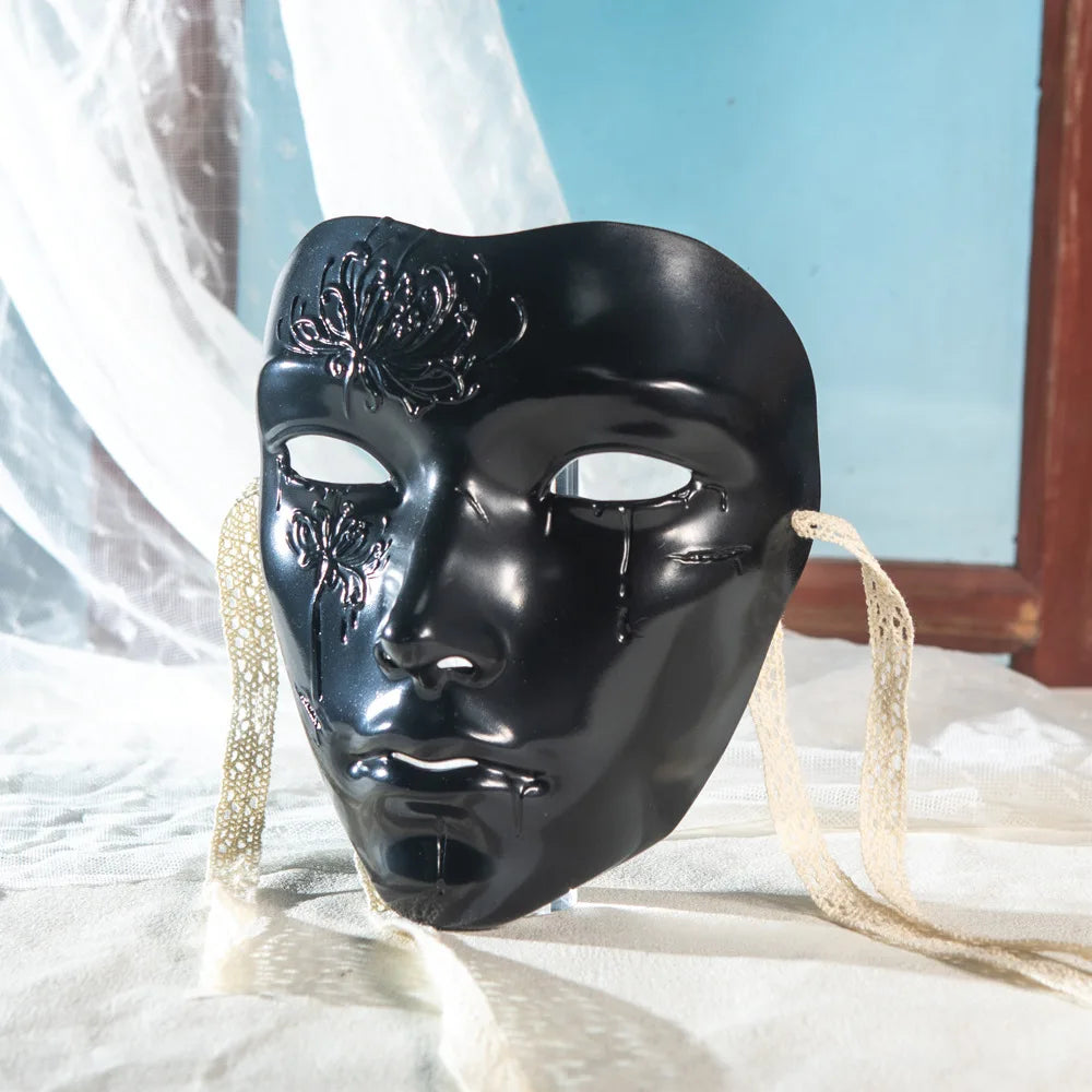 Mask Retro Hand Drawing Fashion Men and Women SameStyle Ancient Style Adult Style Hanfu Props Ball Party Secret Room Accessories Oasis Select Black