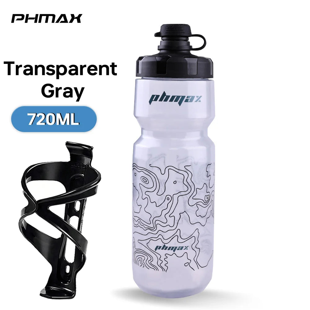PHMAX 720ML Bicycle Water Bottle Lightweight Outdoor Sport Portable Cycling Kettle MTB Road PP Large Capacity Bike Cup Oasis Select Translucent Gray-T