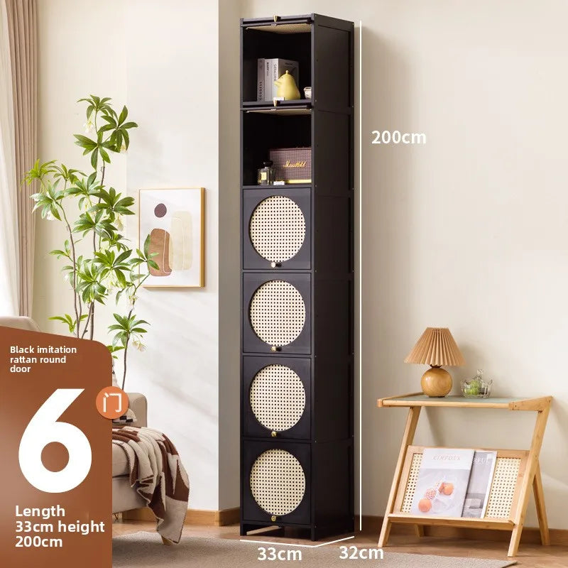 Bookshelf Shelf Floor-to-ceiling bookcase Locker integrated with wall storage Household wood with door Dust-proof display Oasis Select Black-Six Doors 33