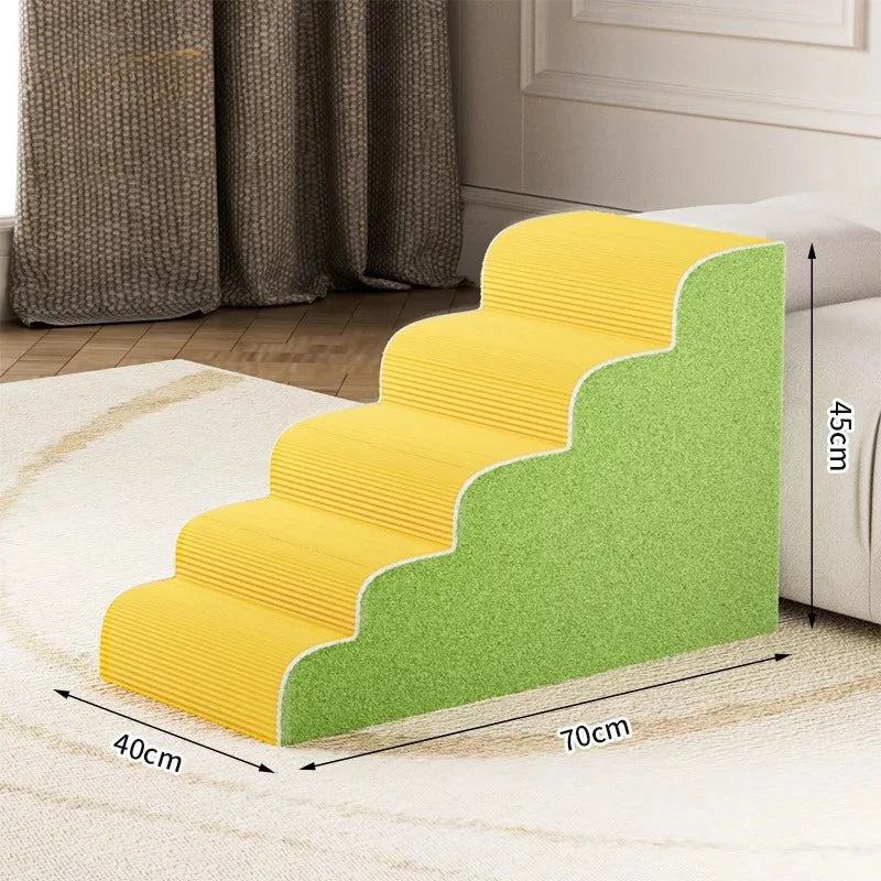 Puppy Stairs Foam Pet Secure Stairs Ramps Non-Slip Ladder dog supplies Pets Protect Older Dog Pet with Joint Pain Sofa Bed Ladde Oasis Select Yellow-green L