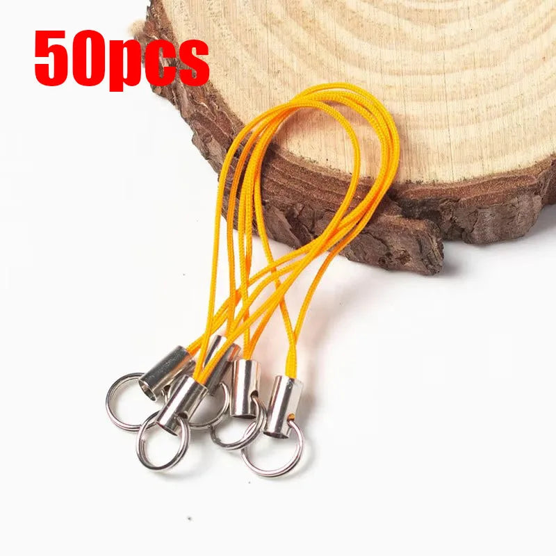 50/100pcs Wire Cord Mobile Phone Craft Pendant Lanyard DIY Handmade Materials Key Ring DIY Toys Pendant Clips Lanyard Accessorie Oasis Select 50pcs Gold