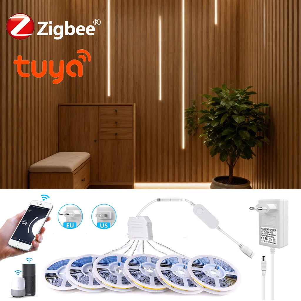 12V LED Soundproof Panel COB Light Strip Smart Zigbee Tuya APP Control Wall Lamp for Wine Show Cabinet Night Decor Lighting Oasis Select