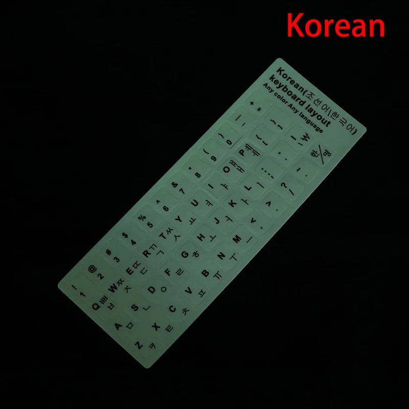 Luminous Keyboard Film Spanish,Russian,Arabic,French,English Etc Language Fluorescent Keyboard Letter Protective Stickers Oasis Select F