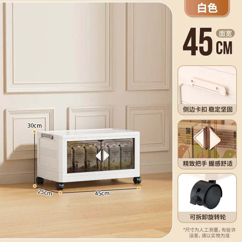 45cm Foldable Width Plastic Storage Box with Wheels Multi-Layer Clothing Cabinet Organizer for Books Kitchen Oasis Select 45cm-White-1 Layers